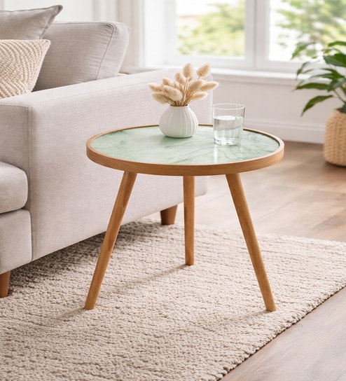 The Grove Large End Table In Green & Brown Finish