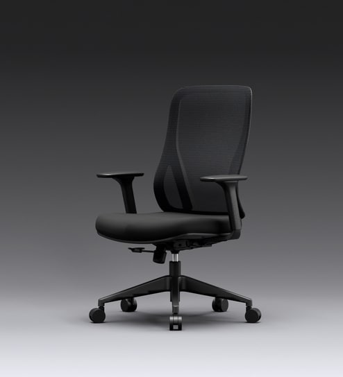 The Novice Mid Back Premium Ergonomic Chair In True Black Colour