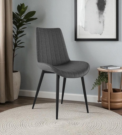 Urban Cognac Lounge Chair With Leatherette Upholstery In Black Colour