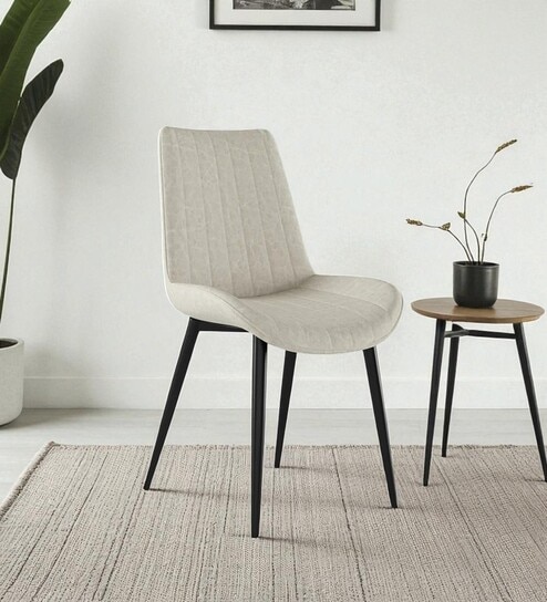 Urban Cognac Lounge Chair With Leatherette Upholstery In Off White Colour