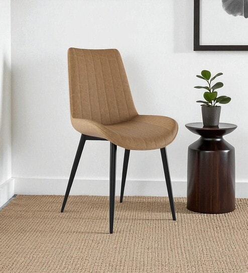 Urban Cognac Lounge Chair With Leatherette Upholstery In Brown Colour
