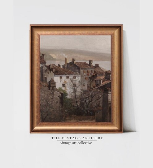 The Vintage Artistry Beige & Brown Moody European Architecture Painted Wall Art