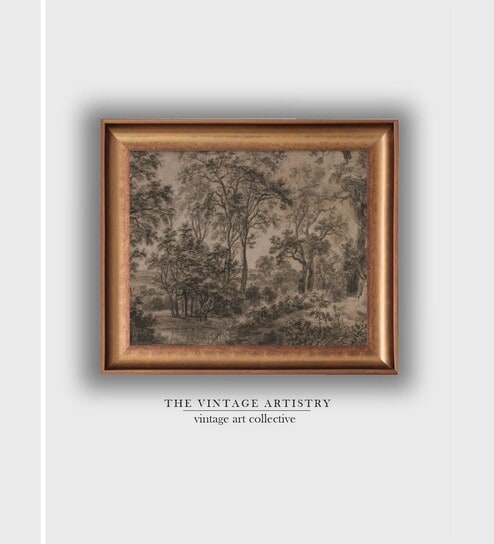 The Vintage Artistry Beige & Brownfoggy Forest Painting Wall Art