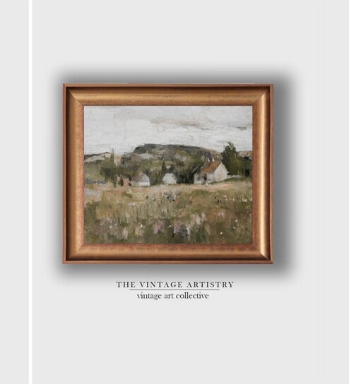 The Vintage Artistry Beige & Greenspring Landscape Painted Wall Art
