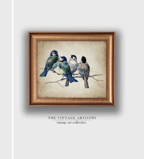 The Vintage Artistry Blue Birds Wooden Framed Wall Art