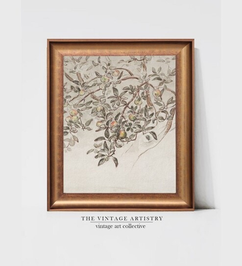 The Vintage Artistry Brown & Beige Antique Botanical Painting Wall Art