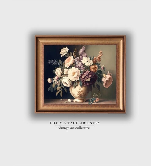 The Vintage Artistry Brown & Beige Flower Painting Wall Art