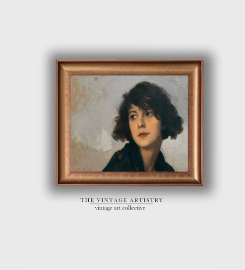 The Vintage Artistry Brown & Black Minimalist Wooden Framed Wall Painting