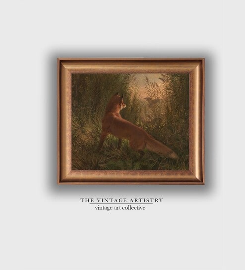 The Vintage Artistry Brown & Green Dark Tonedrustic Art Framed Wall Painting