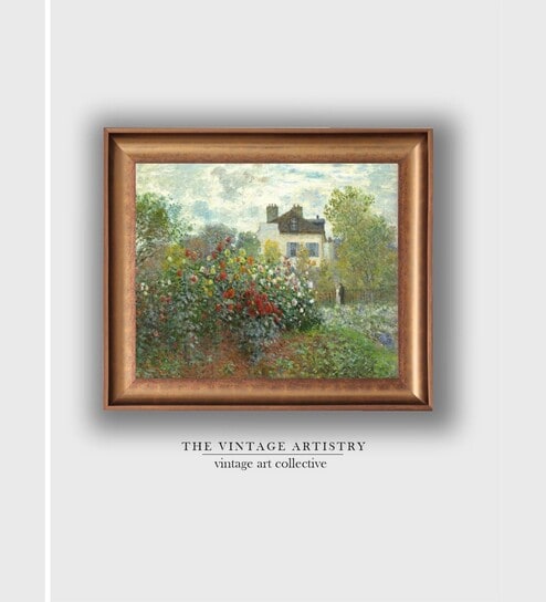 The Vintage Artistry Brown & Green Interior Of Cottage Framed Wall Painting