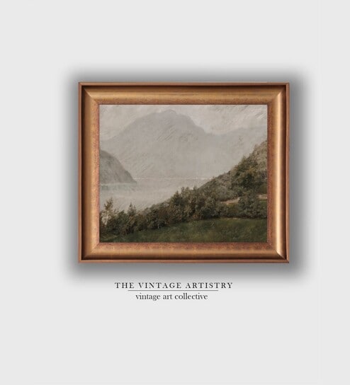 The Vintage Artistry Brown & Greenlake Frame Painting Wall Art