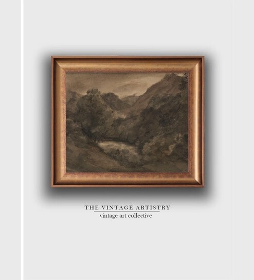 The Vintage Artistry Brown & Grey Printed Antique Scenery Drawing Wall Art