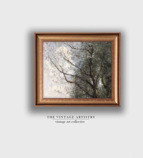 The Vintage Artistry Brown & Off White Trademark Fine Art Tree In Winter Painting Wall Art