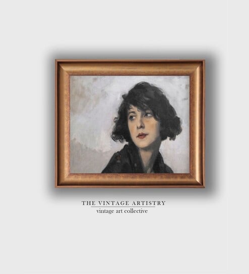 The Vintage Artistry Brown & Whitewoman Portrait Printed Framed Wall Art