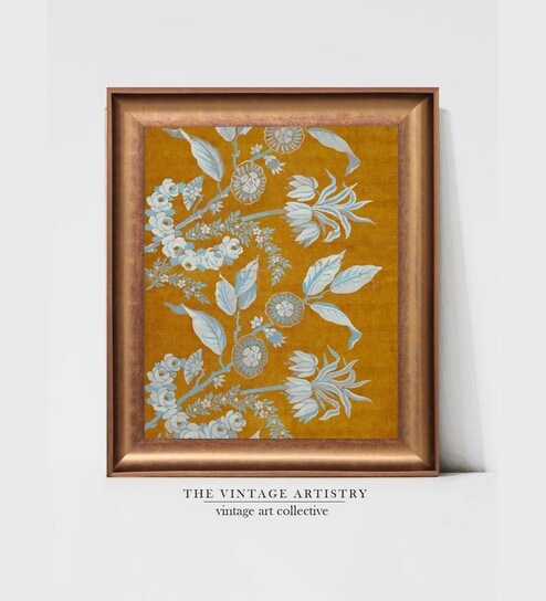 The Vintage Artistry Brown Boho Floral Antique Framed Wall Art