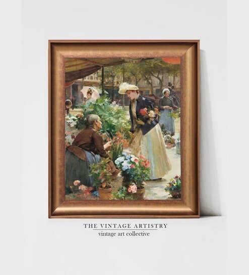 The Vintage Artistry Brown Louis Gabriel Flower Market Painting Wall Art
