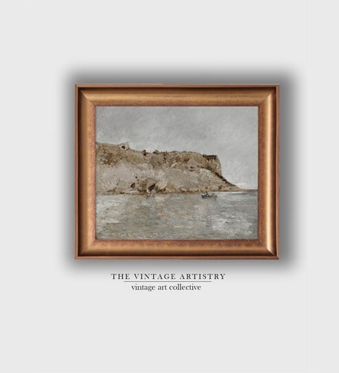 The Vintage Artistry Brown Mountain Muted Neutral Cliff Wall Art