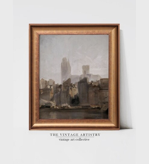 The Vintage Artistry Brown Rouen Cathedral Sunrisewall Art