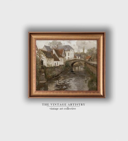 The Vintage Artistry Brown Rustic European Village Wall Art