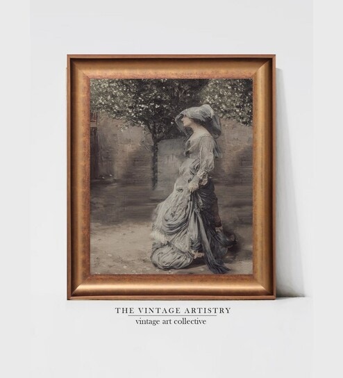 The Vintage Artistry Female Portrait Wooden Framed Wall Painting