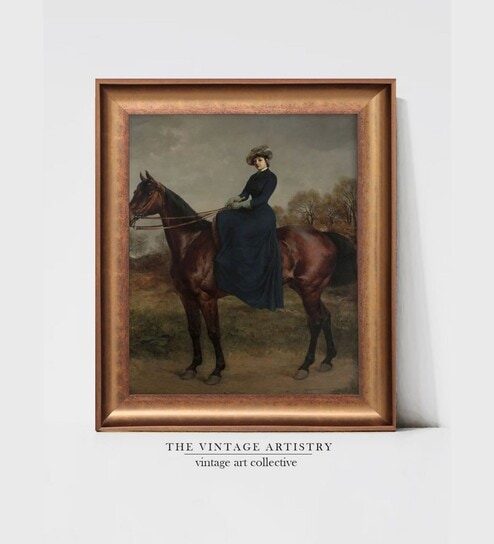 The Vintage Artistry Green & Brown Abstract Printed Framed Wall Painting