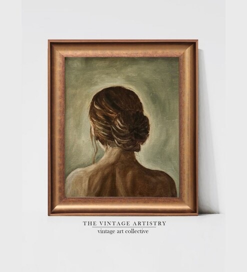 The Vintage Artistry Green & Brown Back Of Women Giclee Wall Art