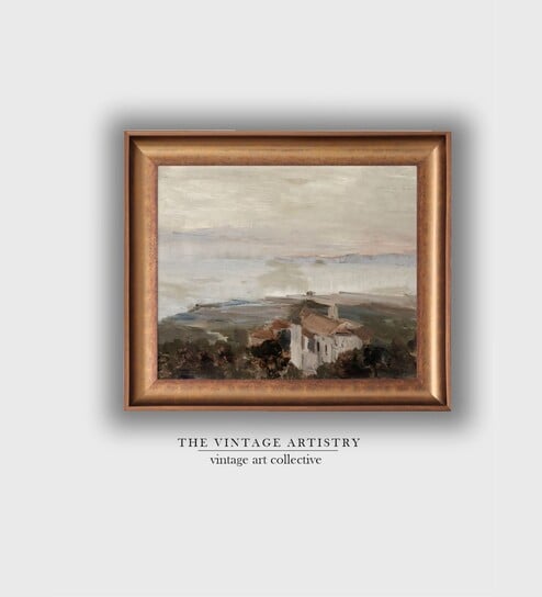 The Vintage Artistry Green & Brown Coastal Painting Printable Wall Art