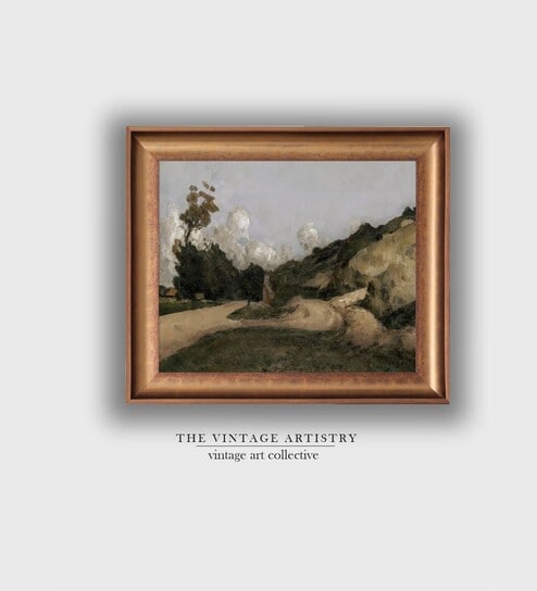 The Vintage Artistry Green & Brown European Modern Farmhouse Printed Framed Wall Painting