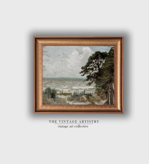 The Vintage Artistry Green & Brownbeach Printed Framed Wall Art