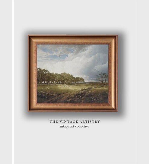 The Vintage Artistry Green & Off White Spring Meadow Painting Wall Art