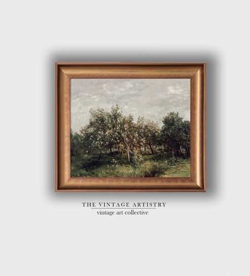 The Vintage Artistry Green Landscape Framed Wall Painting