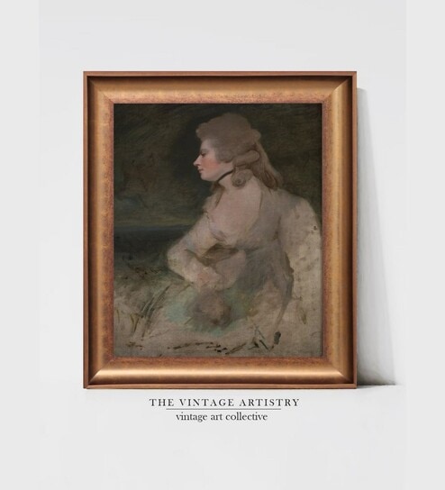 The Vintage Artistry Grey & Gold-Toned Antique Painting Wall Art