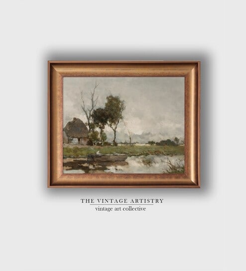 The Vintage Artistry Grey & Green River Landscape Wall Art