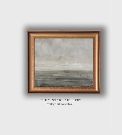 The Vintage Artistry Grey Muted Seascape Wall Art