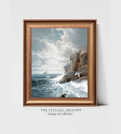 The Vintage Artistry Ocean Shore Waves Painted Wall Art