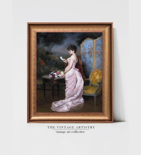 The Vintage Artistry Pink Victorian Woman Printed Painting Wall Art