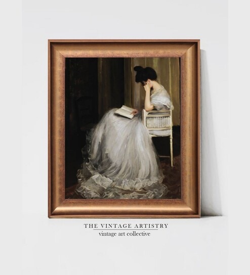 The Vintage Artistry White & Brown Printablewoman Portrait Painting Wall Art