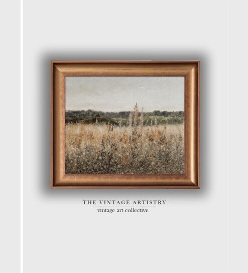The Vintage Artistry Wildflower Field Landscape Framed Wall Art