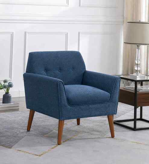Thomas Boucle Fabric Arm Chair In Blue Colour