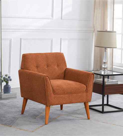 Thomas Boucle Fabric Arm Chair In Orange Colour