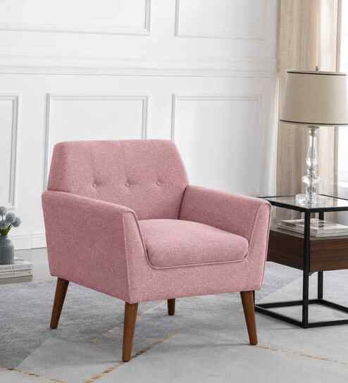 Thomas Boucle Fabric Arm Chair In Pink Colour