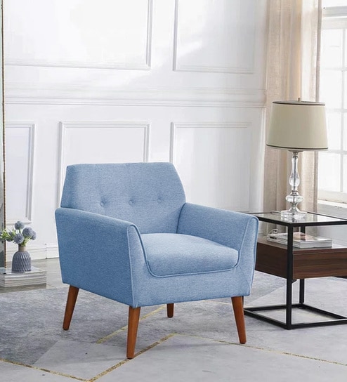 Thomas Fabric Lounge Chair in Blue Colour