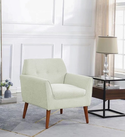 Thomas Fabric Lounge Chair in Light Green Colour