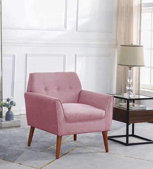 Thomas Fabric Lounge Chair in Light Pink Colour