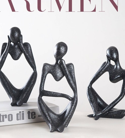 Thought Thinker Silver Resin Figurine