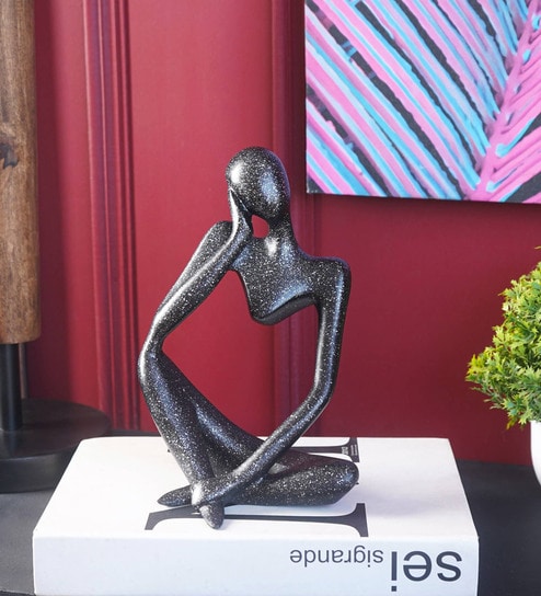 Thought Thinker Silver Resin Figurine