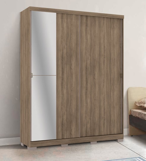 Buy Three Door Wardrobe With 2 Drawers In Nogal Finish By