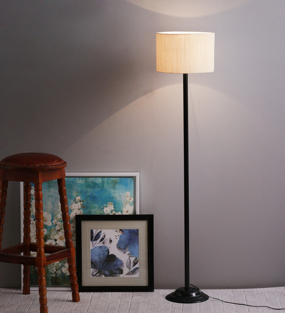 Buy Beige Fabric Shade Floor Lamp With Black Base By The Light House Online Mid Century Floor Lamps Floor Lamps Lamps Lighting Pepperfry Product