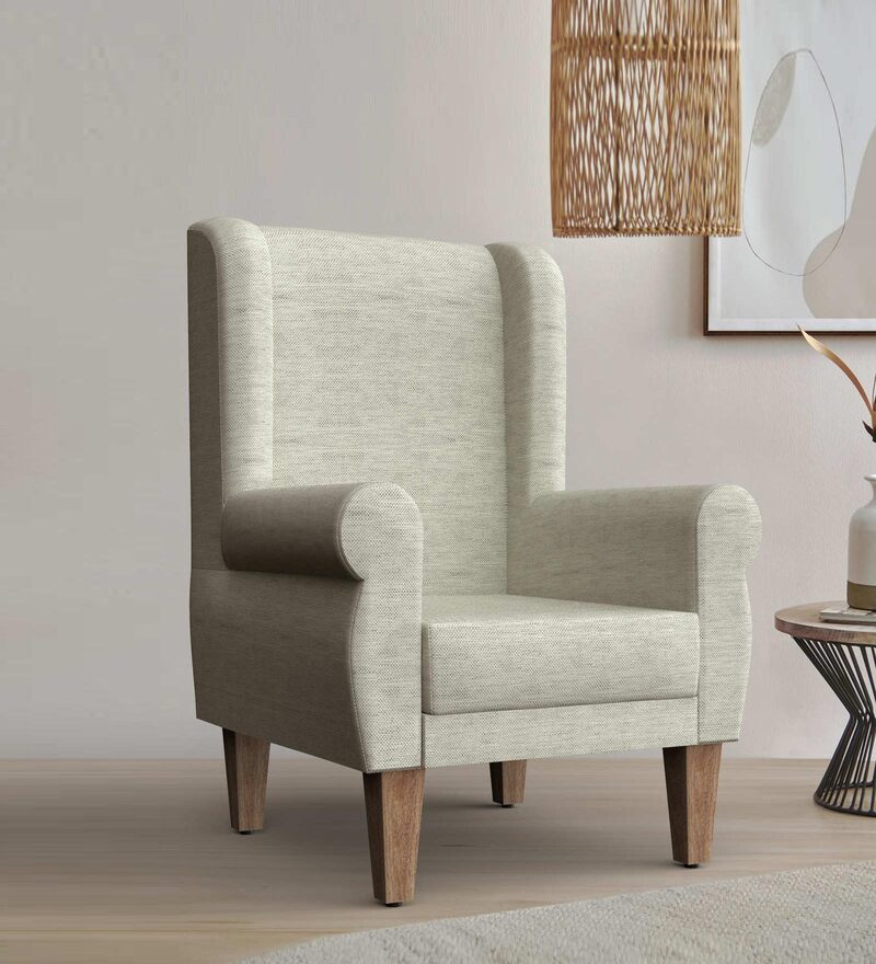 Buy The Begum Velvet Wing Chair in Srilanka Ivory Colour by Chumbak Online Solid Color Wing