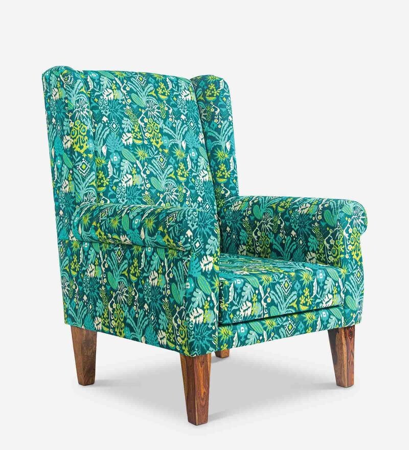 Buy The Fabric Wing Chair in Tropical Ikkat Design Colour by Chumbak